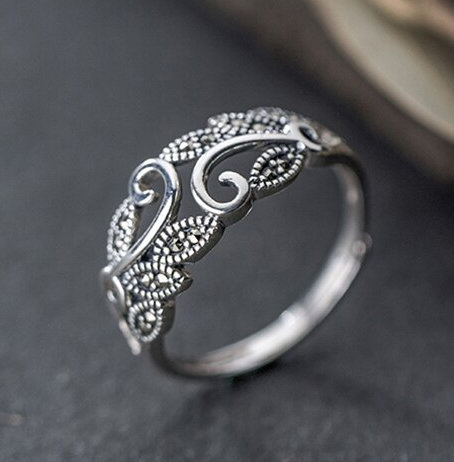 Fashion Flower Leaf Hollow Design Women Ring,925 Sterling Silver Ring,adjustable Ring,minimalist Ring Boho Ring,wedding Gift