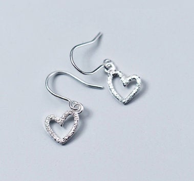 Fashion Dynamic Hook Heart Shape Drop Earring, 925 Sterling Silver,minimalist Earring,boho Earring,gift For Her, Wedding Gift.