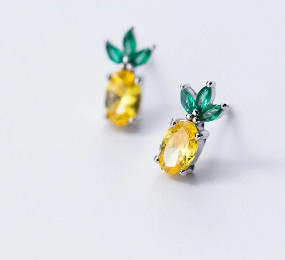 Pineapple Earring, 925 Sterling Silver Earring, Minimalist Earring, Boho Earring, Gift For Her, Dainty Earring, Jewellery, Wedding Gift.