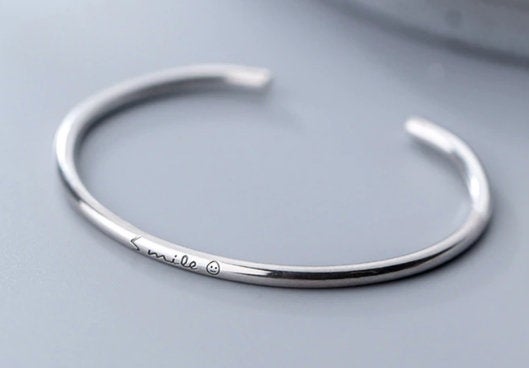 Hot Sale New Fashion Smile Chain Cuff Charm Bangle. 925 Sterling Silver Bangle,Minimalist Bangle,Boho Bangle,Gift for her,Gift for her