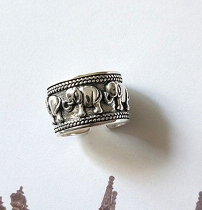 Fashion Elephant Open Women Trend Ring,925 Sterling Silver Ring,adjustable Ring,minimalist Ring Boho Ring, Wedding Gift