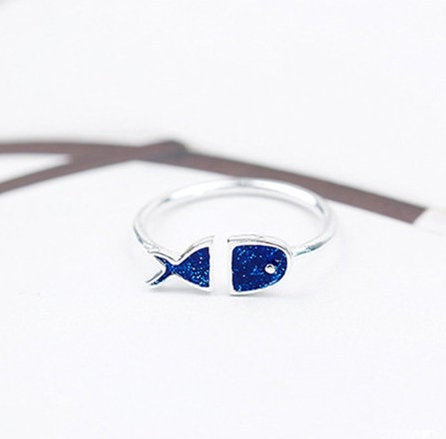 Fashion Blue Fish Women Simple Cute Ring,engagement Ring,dainty Ring,gift For Her, Minimalist Ring, Boho Ring,wedding Ring.