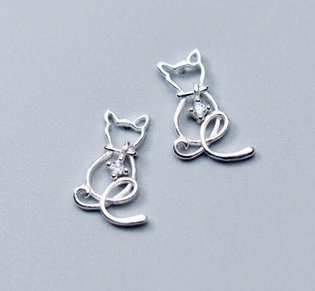 Cute Cat Micro Inlaid Pat Romantic Earring,925 Sterling Silver,minimalist Earring,boho Earring,tiny Earring,gift For Her,jewellery.