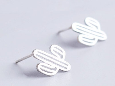 Cute Romantic Cactus Simple Fashion Earring,925 Sterling Silver,minimalist Earring,boho Earring,tiny Earring,gift For Her, Jewellery.