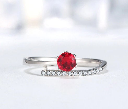 Dynamic Red Zircon Elegant Wedding Ring, 925 Sterling Silver,adjustable Ring,dainty Ring,gift For Her,minimalist Ring,boho Ring