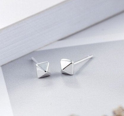 Cute Romantic Simple Pyramid Geometric Earring,925 Sterling Silver,minimalist Earring, Boho Earring,tiny Earring,gift For Her,jewellery.