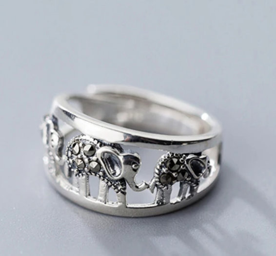 Retro Elephant Round Ring, Cz Ring, British Building Ring,925 Sterling Silver Ring,adjustable Ring,minimalist Ring Boho Ring, Wedding Gift