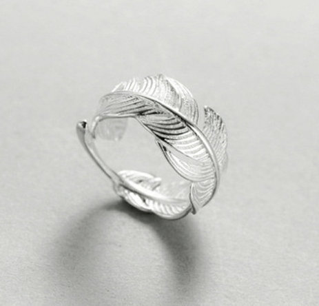 Hot Sale New Feather Open Leaf Fashion Trend Ring, 925 Sterling Silver,Adjustable ring,Dainty Ring,Gift for her,Minimalist Ring, Boho Ring