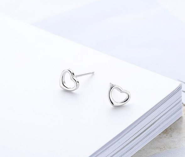 Cute Small Fashion Hollow Heart Silver Studs ,925 Sterling Silver,minimalist Earring, Boho Earring,tiny Earring,gift For Her, Jewellery.