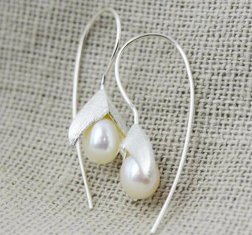 Selling Hand-painted Natural Pearl Drop Earring,925 Sterling Silver,minimalist Earring,boho Earring,gift For Her, Wedding Gift.