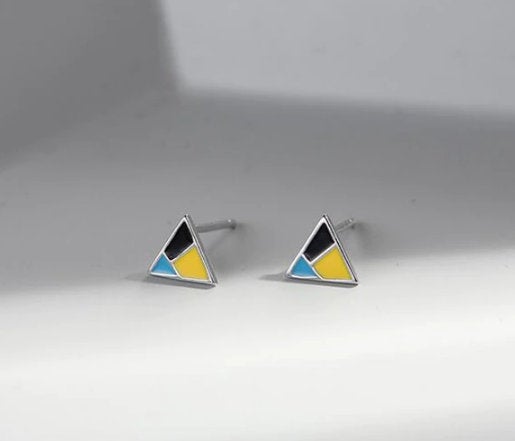New Fashion Small Colorful Triangle Studs Earring, 925 Sterling Silver,Minimalist Earring,Boho Earring,Gift for her Wedding Gift.Jewellery.