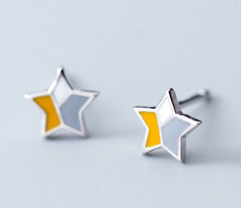 Multi-color Tiny Small Star Studs, Dainty Earring 925 Sterling Silver,Minimalist Earring,Boho Earring,Gift for her Wedding Gift. Jewellery.