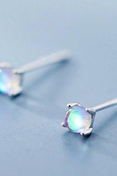 Moonstone Studs, Silver Earrings, 925 Sterling Silver, Minimalist Earring, Boho Earring, Tiny Earring, Dainty Ring, Gift For her, Jewellery.