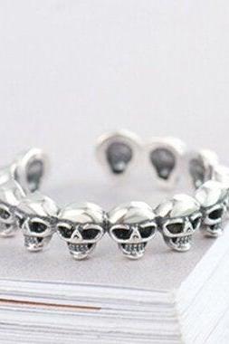 Hot Sale New Fashion Skull Bike Punk Skeleton Open Ring,925 Sterling Silver Ring,Adjustable ring,Minimalist Ring Boho Ring, Wedding gift