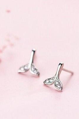 Unique Design Whale Mermaid Tail Studs Earring,925 Sterling Silver,Minimalist Earring,Boho Earring,Gift for her Wedding Gift. Jewellery.