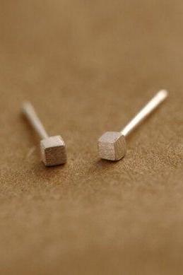 Tiny Cute Cube Silver Studs Earring,dainty Earring 925 Sterling Silver,minimalist Earring,boho Earring,gift For Her Wedding Gift. Jewellery.