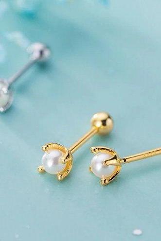 Pearl Studs Gold Earring, Dainty Earring, Tiny Earring, 925 Sterling Silver , Studs Earring, Minimalist Earring, Boho Earring, Gift for her