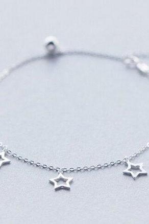 Creative Women Five Pointed Star Anklet,925 Sterling Silver Anklet, Minimalist Anklet, Boho Anklet, Dainty Anklet, Gift for her, Jewellery.