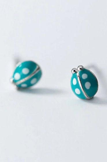 Ladybug Studs, Enamel Insect Earring,925 Sterling Silver,minimalist Earring, Boho Earring,tiny Earring, Dainty Ring,gift For Her, Jewellery.