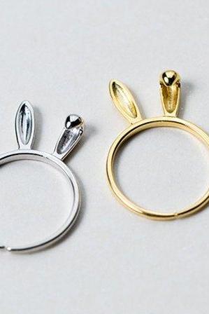 Bunny Rabbit Ring, Lovely Hare Ears, Silver Ring, Adjustable Ring, Dainty Ring, Gift For Her, Minimalist Ring, Boho Ring. Gift For Women