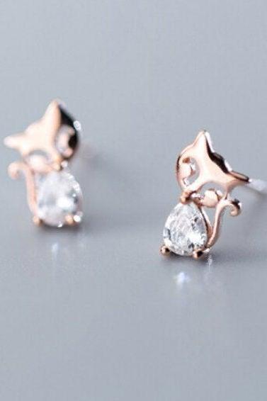 Animal Foxes Studs, 925 Sterling Silver Earring, Minimalist Earring, Boho Earring, Gift For Her, Dainty Earring, Jewellery, Wedding Gift.