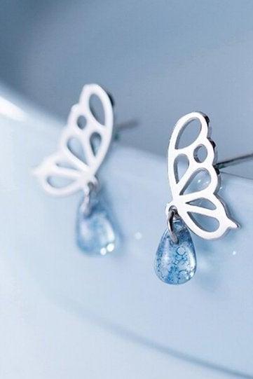 Butterfly Wing Earring, Drop Earring, 925 Sterling Silver Earring, Silver Earring, Minimalist Earring, Boho Earring, Gift for her,