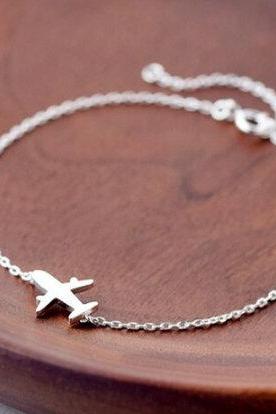 Hot Sale New Aircraft Airplane Chain Bracelet.Charm Bracelet.925 Sterling Silver,Minimalist Bracelet,Boho Bracelet,Gift for her,Gift for her