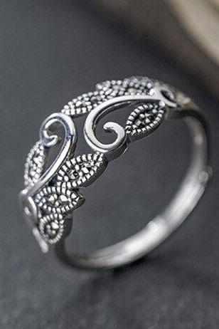 Fashion Flower Leaf Hollow Design Women Ring,925 Sterling Silver Ring,adjustable Ring,minimalist Ring Boho Ring,wedding Gift