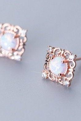Hot Sale Cute Square Exquisite Opal Cabochon Earring,925 Sterling Silver,Minimalist Earring,Boho Earring,Tiny Earring,Gift For her,Jewellery