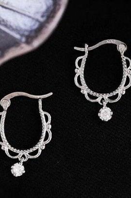 New Fashion Dynamic Lilac Lace Fashion Dangle Drop Earring, 925 Sterling Silver,Minimalist Earring,Boho Earring,Gift for her, Wedding Gift.