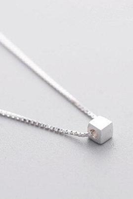 New Fashion Cute Romantic Cube Box Girlfriend Necklace,925 Sterling Silver,Minimalist Necklace,Boho Necklace,Gift for her,Bridesmaids Gift