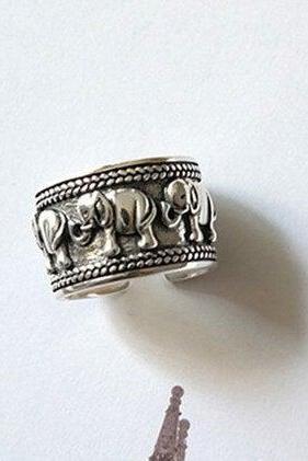Fashion Elephant Open Women Trend Ring,925 Sterling Silver Ring,adjustable Ring,minimalist Ring Boho Ring, Wedding Gift