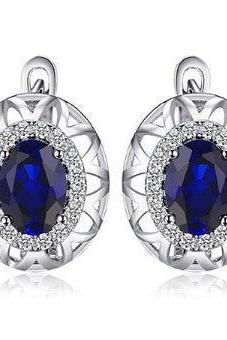 Hot Cute Romantic Blue Sapphire Women Hoop Earring,925 Sterling Silver,Minimalist Earring,Boho Earring,Tiny Earring,Gift For her, Jewellery.