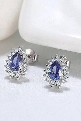 Hot Cute Romantic Blue Zircon Fashion Drop Earring,925 Sterling Silver,Minimalist Earring,Boho Earring,Tiny Earring,Gift For her, Jewellery.