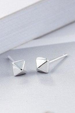 Hot Cute Romantic Simple Pyramid Geometric Earring,925 Sterling Silver,Minimalist Earring, Boho Earring,Tiny Earring,Gift For her,Jewellery.