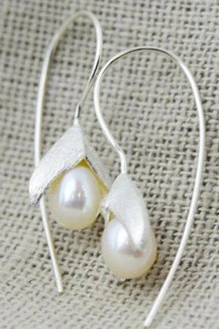 Hot Best Selling Hand-Painted Natural Pearl Drop Earring,925 Sterling Silver,Minimalist Earring,Boho Earring,Gift for her, Wedding Gift.