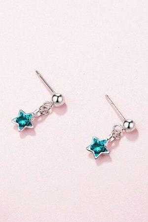 New Fashion Small Mini Blue Star Heart Silver Studs,925 Sterling Silver,Minimalist Earring,Boho Earring,Gift for her Wedding Gift.Jewellery.