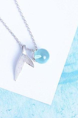 Mermaid form Wild Fish Tail Crystal Necklace 925 Sterling Silver,Minimalist Necklace,Boho Necklace,Gift for her, Bridesmaids Jewellery.
