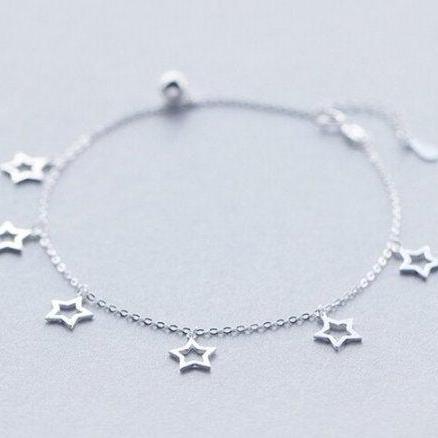 Creative Women Five Pointed Star Anklet,925 Sterling Silver Anklet, Minimalist Anklet, Boho Anklet, Dainty Anklet, Gift for her, Jewellery.
