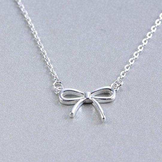 Bow-knot Pendent Necklace, 925 Sterling Silver , Minimalist Necklace, Boho Necklace, Dainty Necklace, Gift for her, Bridesmaids Jewellery.