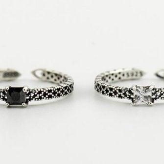 Black & White CZ Band Ring,925 Sterling Silver Ring, Engagement Ring, Adjustable ring, Dainty Ring, Gift for her, Minimalist Ring, Boho Ring